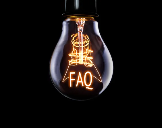 Light bulb with FAQ written inside